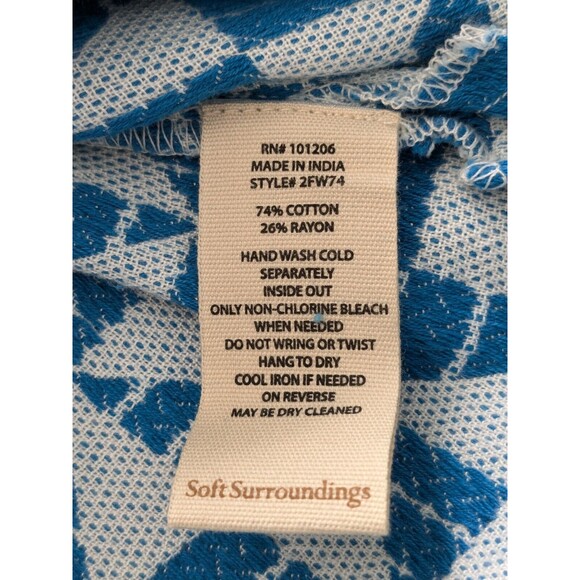 Soft Surroundings Narah Top Women's sz L Geometric Print 3/4 Sleeve Retro V-Neck - Picture 9 of 10